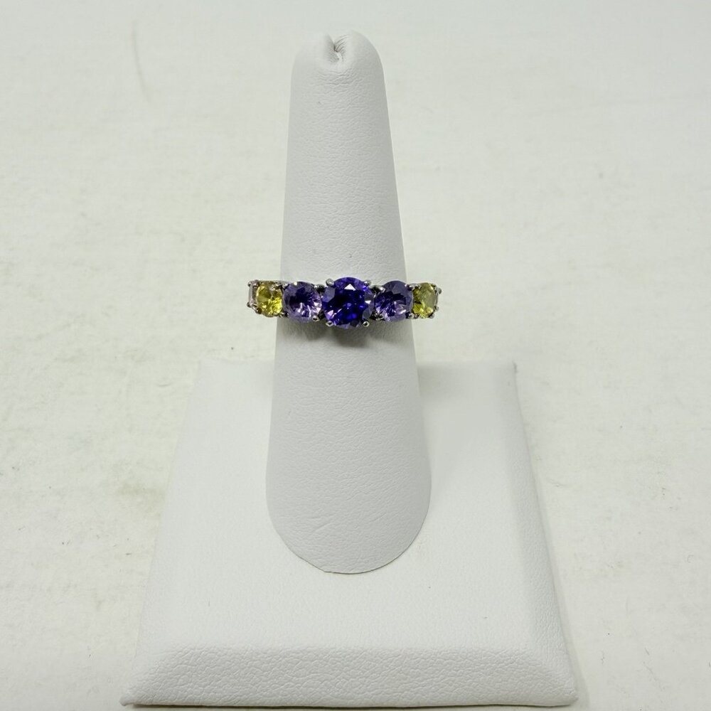 Shop LC Simulated Purple Sapphire/Pink & Yellow Diamond Size 7 Ring Brass 5349